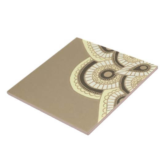 Keramische Tan en witte geometrische keuken Tegel Tegeltje (Zijkant)