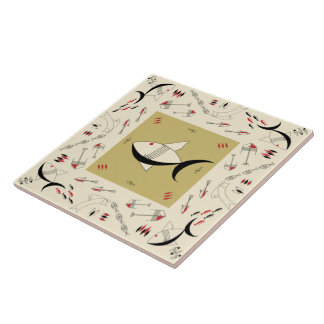 Keramische tapijten, FABULOUS 1950s FISH Retro Tegeltje