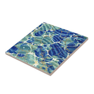 Keramische tapijtschel met  gemarmerd papiereffect tegeltje