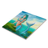 Keramische tapijtschelp in zee tegeltje (Zijkant)