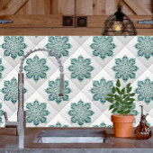 Keramische tapijtschelp met lichte groen en blauwg tegeltje