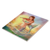 Keramische tapijtschelp op viool tegeltje (Zijkant)