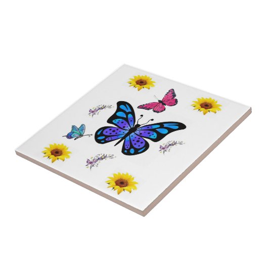 Keramische teelbloem tegeltje (Zijkant)