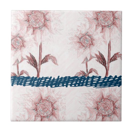 Keramische teelbloem tegeltje (Voorkant)