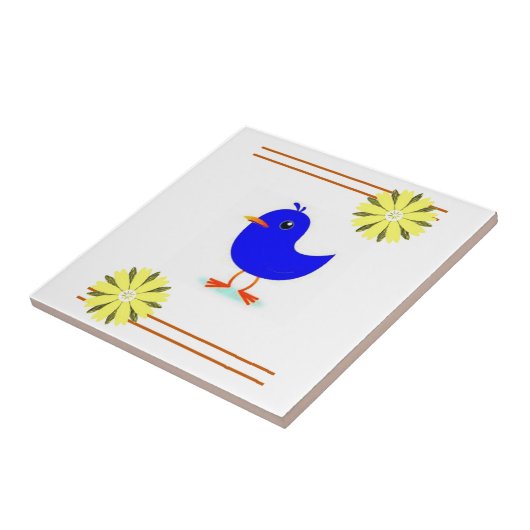 Keramische teelbloem tegeltje (Zijkant)