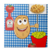 Keramische Tegel Aardappel, Franse groente, tomaat Tegeltje (Voorkant)