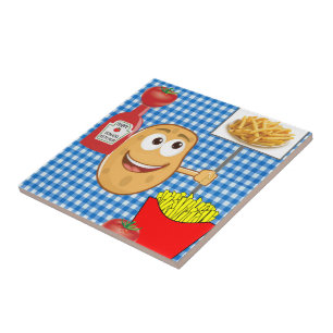 Keramische Tegel Aardappel, Franse groente, tomaat Tegeltje