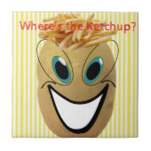 Keramische Tegel Aardappel, Franse kersen, Gele St Tegeltje (Voorkant)