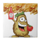 Keramische Tegel Aardappelmoesson Fries Ketchup To Tegeltje (Voorkant)