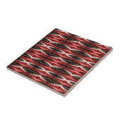Keramische Tegel Abstract Rood Zwart Wit Tegeltje (Zijkant)