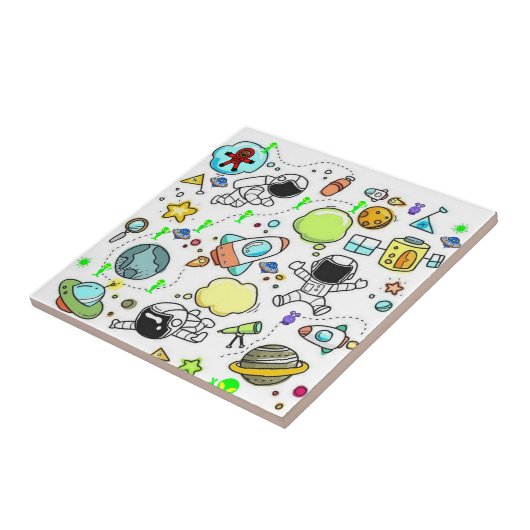 Keramische Tegel Aliens Astronauts Ruimteschip Tegeltje (Zijkant)