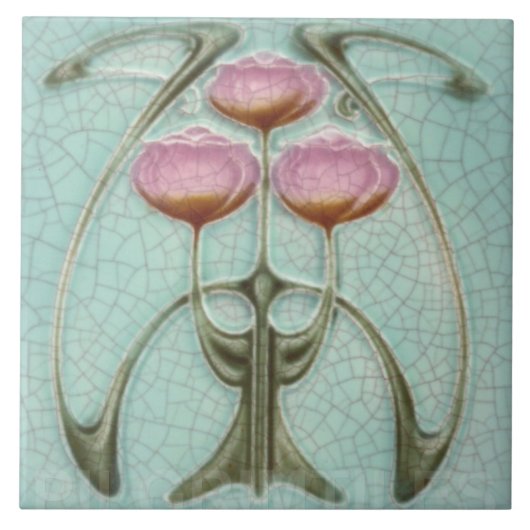 Keramische Tegel - Antiek Pioen Roze Tegeltje (Voorkant)