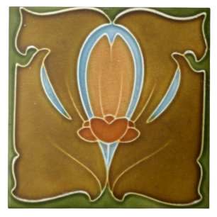 Keramische tegel - Antieke Art Nouveau bloemmotief Tegeltje