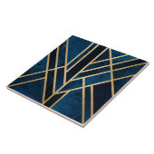 Keramische Tegel - Art Deco Blue Gold Tegeltje (Zijkant)