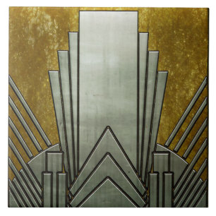 Keramische tegel - Art Deco Grey en Gold Tegeltje