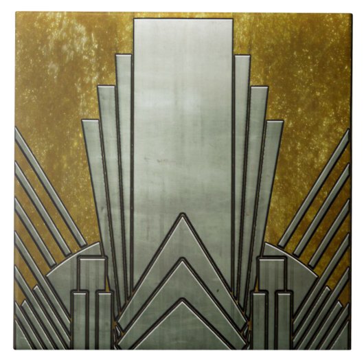 Keramische tegel - Art Deco Grey en Gold Tegeltje (Voorkant)