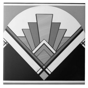 Keramische tegel - Art Deco ventilator ontwerp B/G Tegeltje