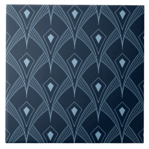 Keramische tegel - Art Deco ventilatorontwerp blau Tegeltje