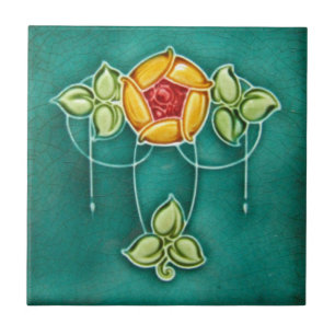 Keramische tegel - Art Nouveau bloemmotief Tegeltje