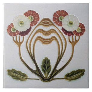 Keramische tegel - Art Nouveau bloemmotief Tegeltje