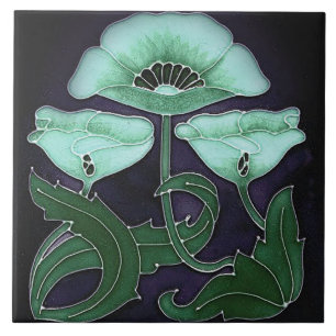 Keramische tegel - Art Nouveau bloemontwerp Tegeltje