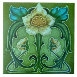 Keramische tegel - Art Nouveau bloemontwerp vintag Tegeltje
