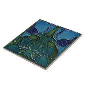 Keramische Tegel - Art Nouveau Blue en Green Tegeltje (Zijkant)