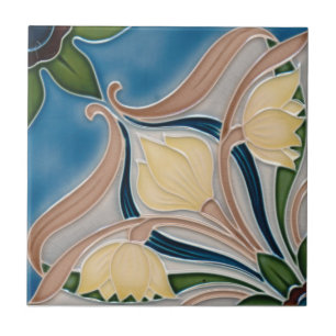 Keramische tegel - Art Nouveau Crème tulpen Tegeltje