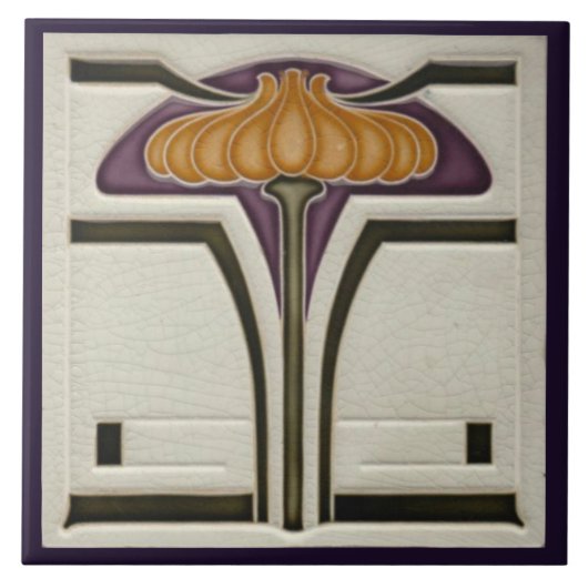 Keramische tegel -  Art Nouveau Floral Tegeltje (Voorkant)
