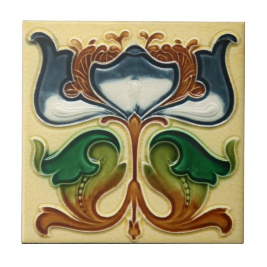 Keramische tegel - Art Nouveau Floral Tegeltje (Voorkant)