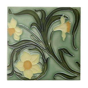 Keramische tegel - Art Nouveau Narcissen 2 Tegeltje
