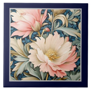 Keramische tegel - Art Nouveau roze bloem Tegeltje