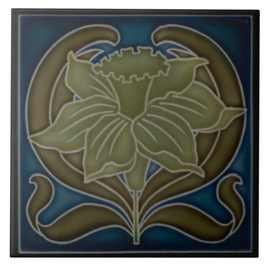 Keramische Tegel - Art Nouveau Single Daffodil Tegeltje (Voorkant)