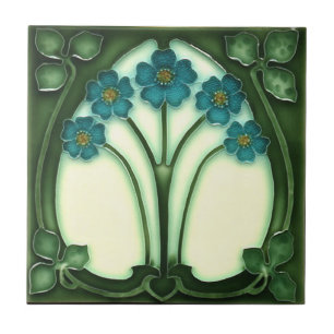 Keramische tegel - Art Nouveau vergeet-mij-nietje Tegeltje