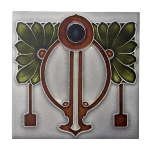 Keramische tegel - Art Nouveau Vintage bloem Tegeltje