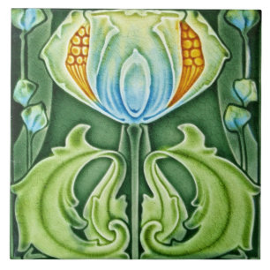 Keramische tegel - Arts and Crafts-periode bloemmo Tegeltje