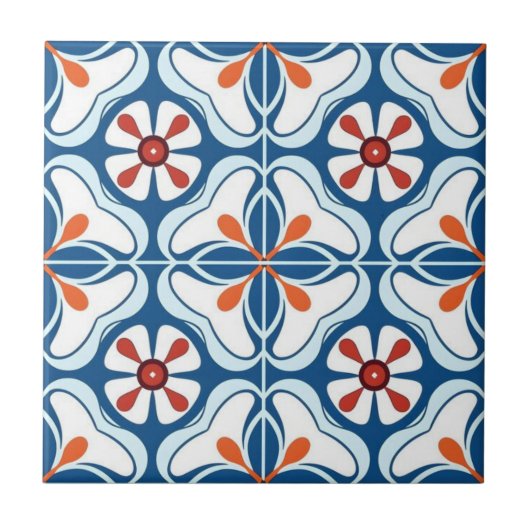 Keramische Tegel - Azulejo Sinaasappel Blauw Wit Tegeltje (Voorkant)