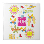 Keramische Tegel Beach House Fun Tegeltje (Voorkant)