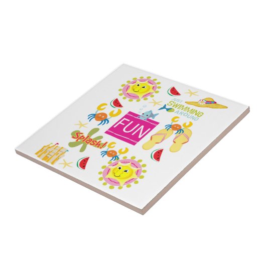 Keramische Tegel Beach House Fun Tegeltje (Zijkant)