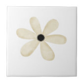 Keramische tegel-beige bloem tegeltje (Voorkant)