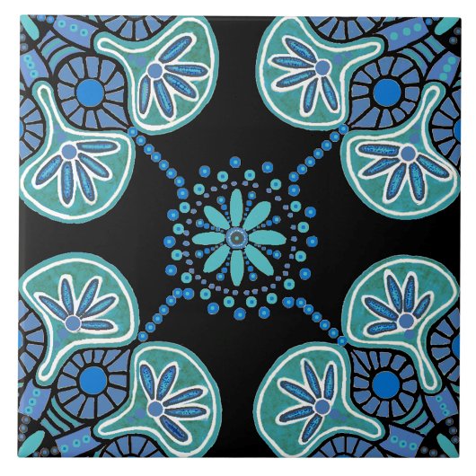 Keramische Tegel blauw en groen repeating Tegeltje