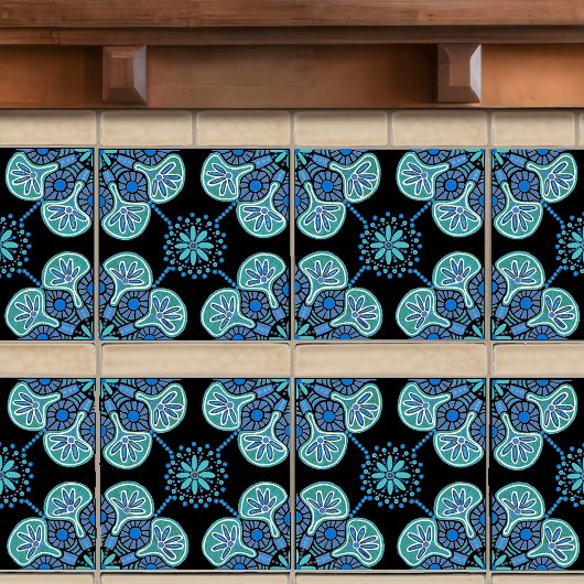 Keramische Tegel blauw en groen repeating Tegeltje