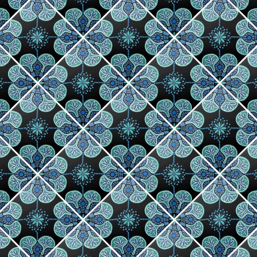 Keramische Tegel blauw en groen repeating Tegeltje