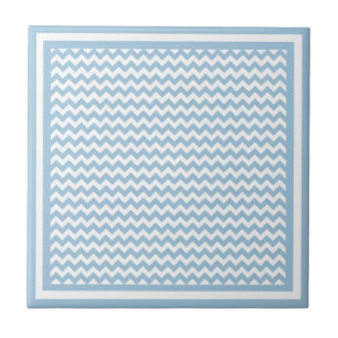 Keramische Tegel, blauw en wit Chevron Pattern Tegeltje