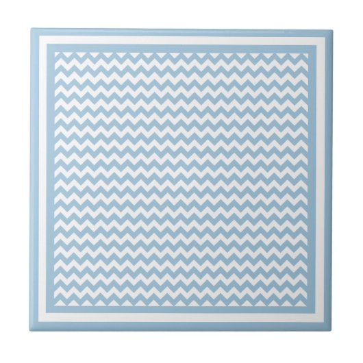 Keramische Tegel, blauw en wit Chevron Pattern Tegeltje (Voorkant)