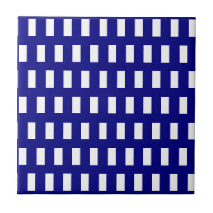 Keramische tegel blauw en wit gestreept geruit tegeltje
