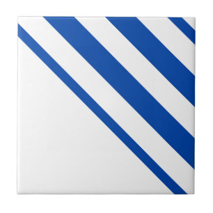 Keramische tegel blauw en wit gestreept vierkant tegeltje
