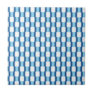 Keramische tegel blauw en wit gestreept vierkant tegeltje