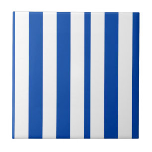 Keramische tegel blauw en wit gestreept vierkant tegeltje