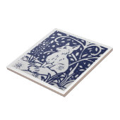 Keramische tegel -  blauw en witte vos tegeltje (Zijkant)